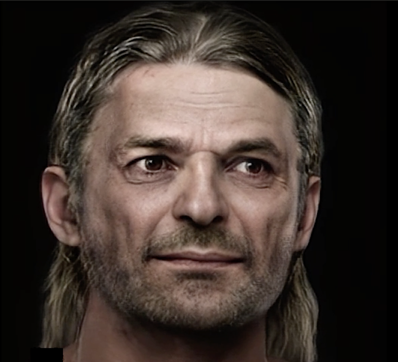 Digital facial reconstruction based on remains of Late Iron AgePictish male, who lived 400-600 AD, found at Bridge of Tilt, Blair Atholl. Copyright Perth Museum, Culture Perth and Kinross, working with Chris Rynn, 2024.