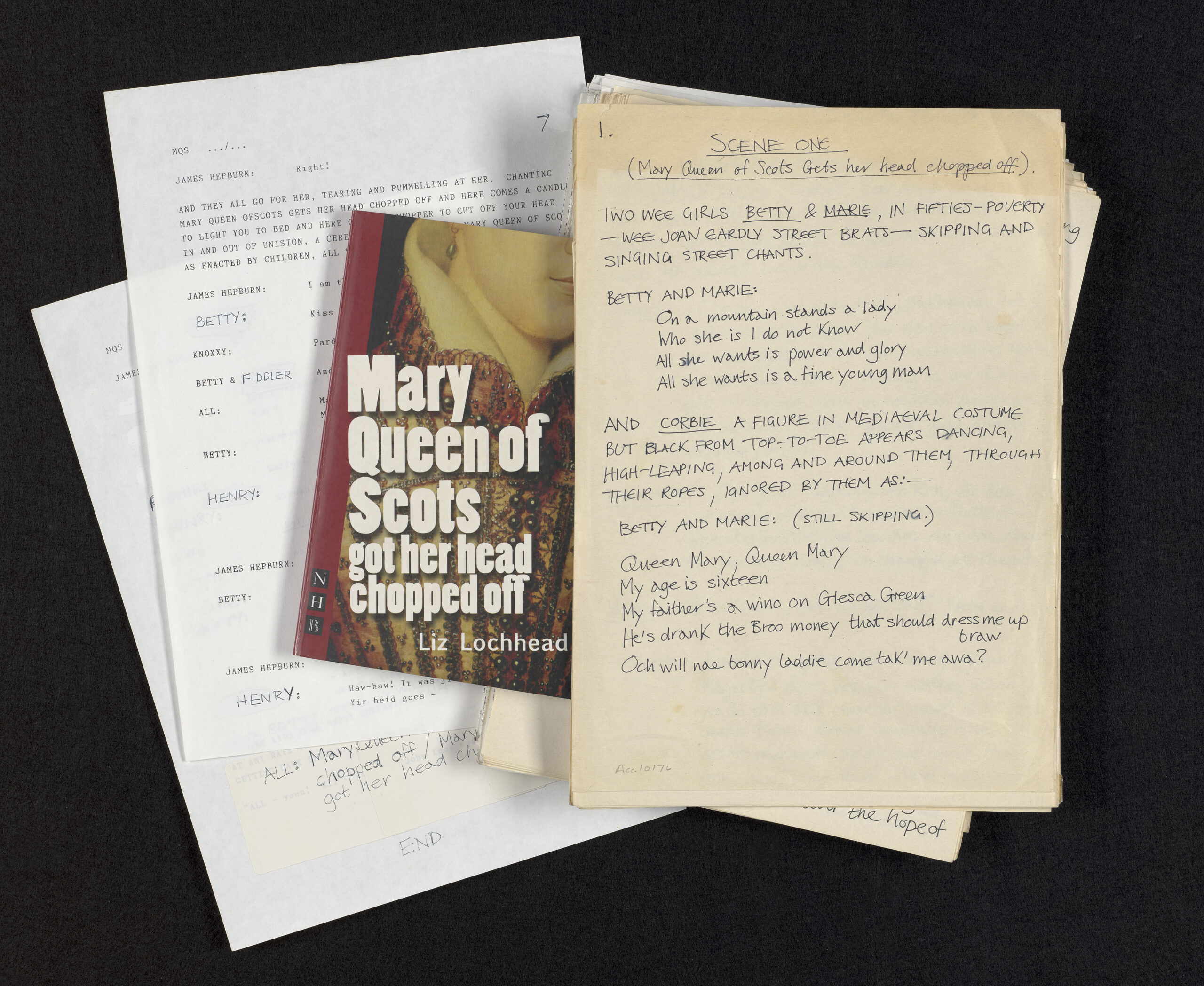 Items from Liz Lochhead's archive that will be going on display in AK Bell Library