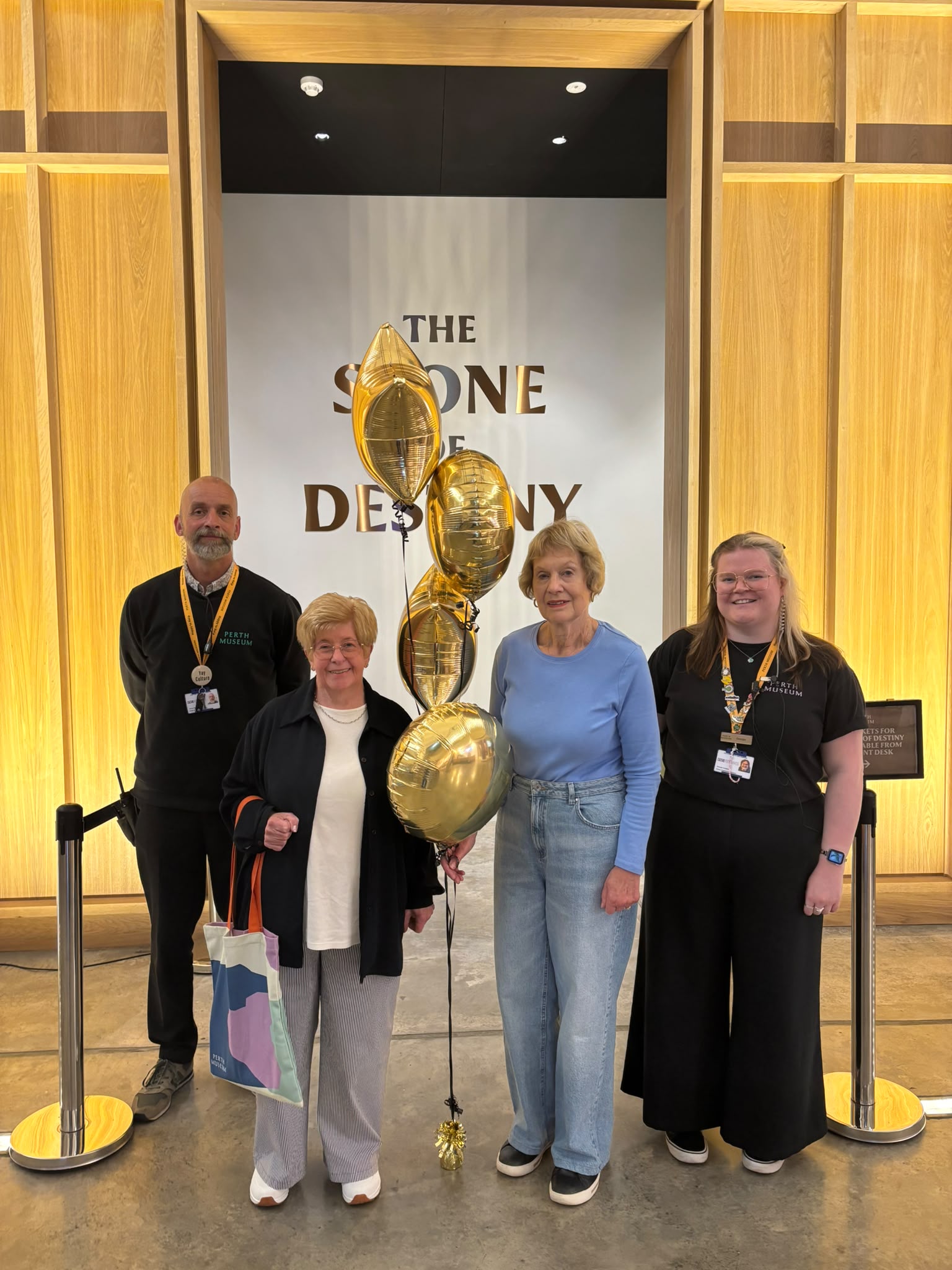 Perth Museum Visitor Services Team Adrian and Georgia with the 500,000 visitors Mary Drew (L) and Susan Kendall (R) (2)