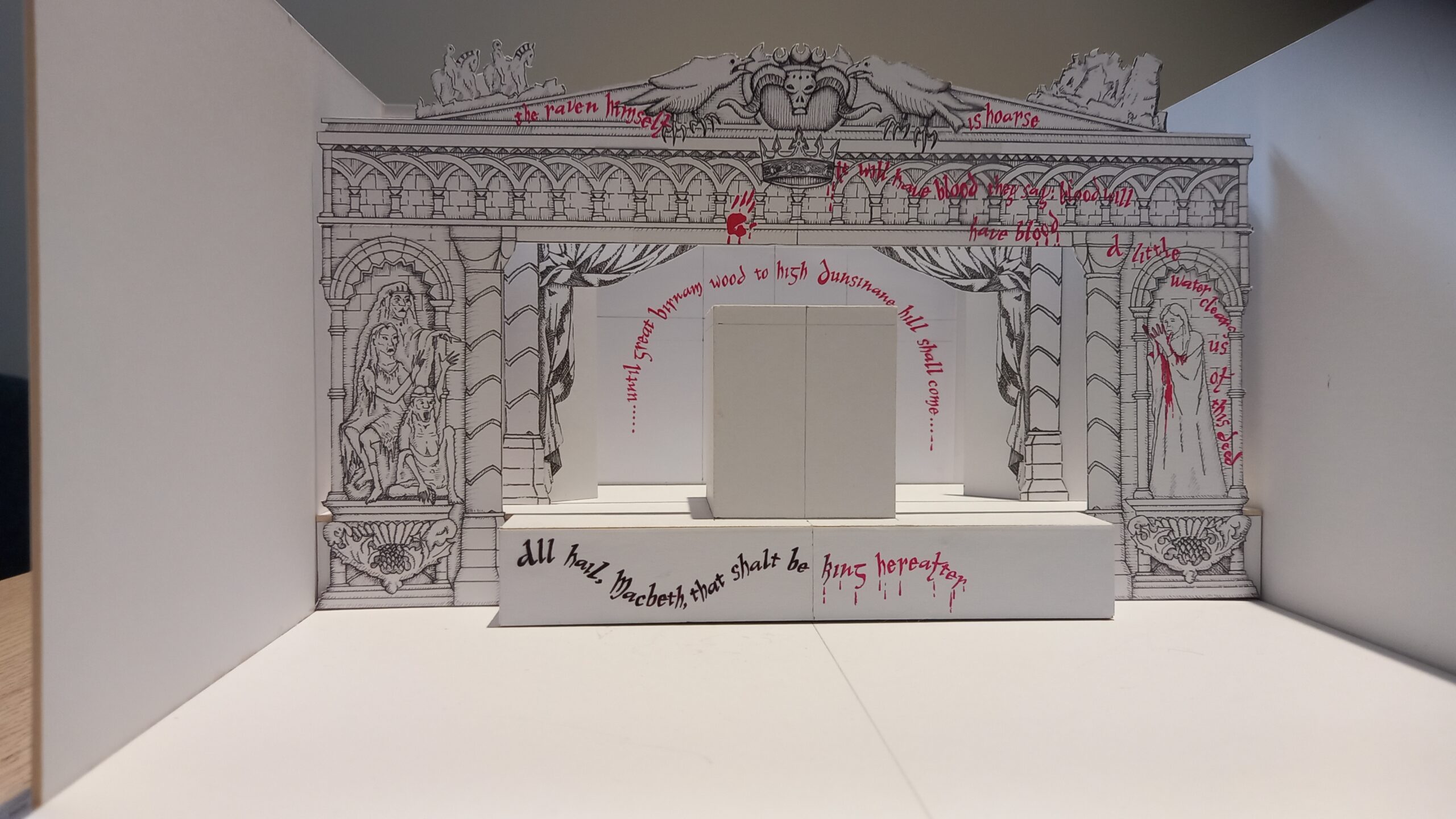 An exhibition set model of Macbeth: An Exhibition