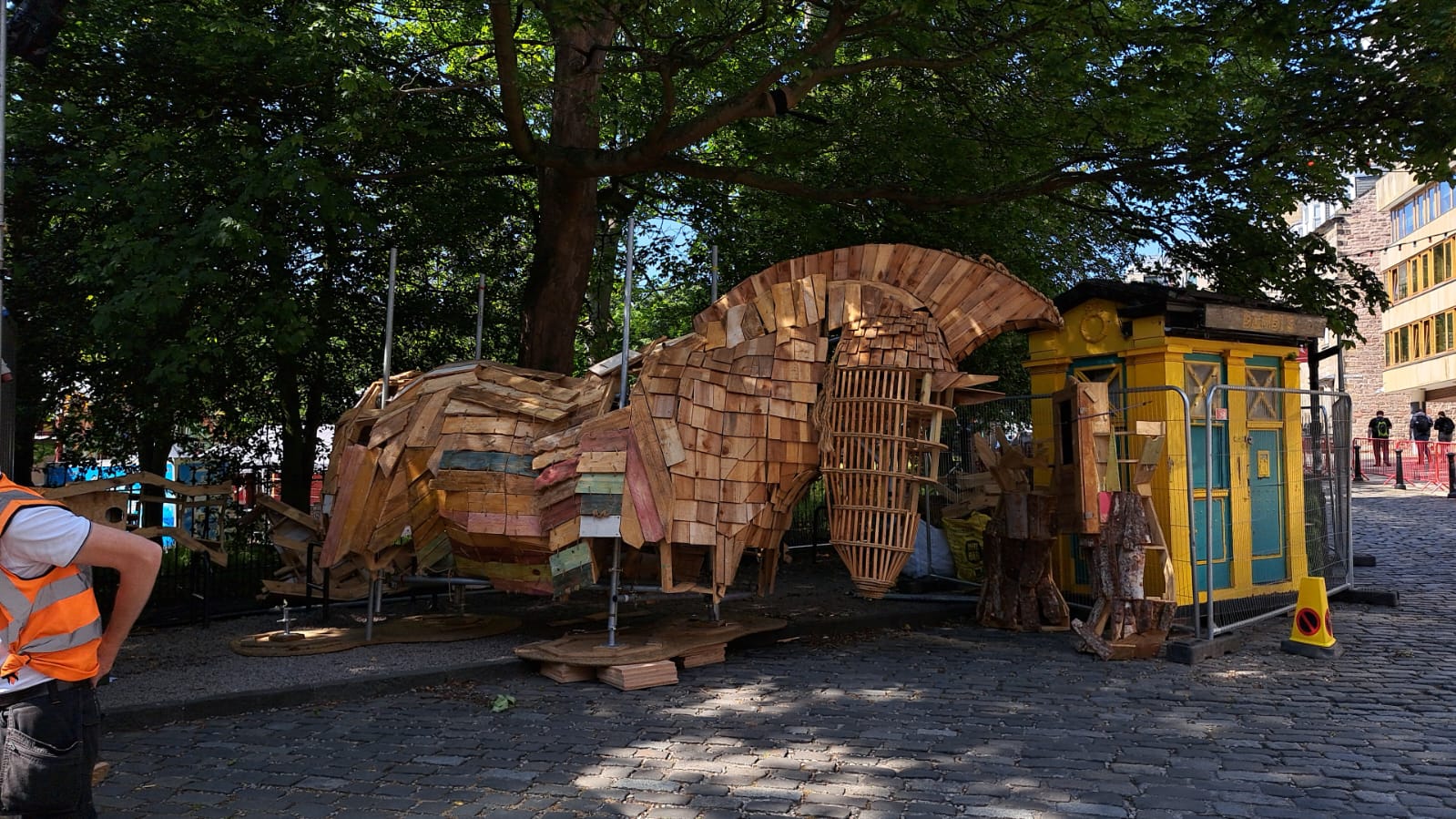Destiny being assembled at the Edinburgh Fringe in 2025